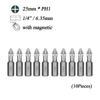 10Pcs/Lot 25mm CR-V PZ/PH Pozidrive Phillips Bits Hex Shanked Anti Slip Screwdriver Bits Magnetic Single Head PZ1 PZ2 PZ3 6.35mm Handtool parts Accessories