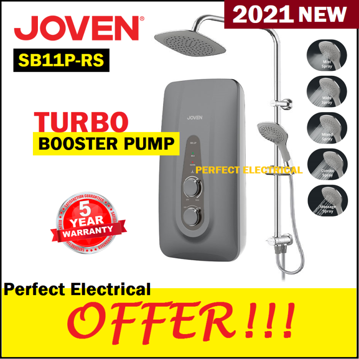 Joven SB11PRS Rain Shower Instant Water Heater with Turbo Booster Pump with Extra Safety ELCB