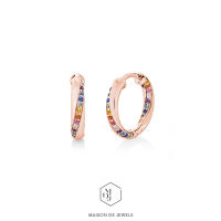 Maison de Jewels - Rainbow Medium Twist Hoop Earrings ต่างหูเงิน พลอยสีรุ้ง ต่างหูดีไซน์ ต่างหูห่วง