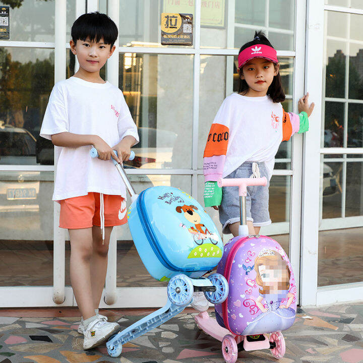 Children's Scooter Folding Suitcase Flashing Wheel Scooter Boarding