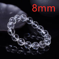 Genuine Natural White Quartz Crystal Cut Faceted Bracelet 8mm 10mm 12mm 14mm Crystal Round Beads Bracelet Women Stretch AAAAA