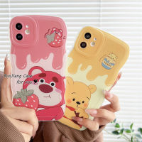 เคส RouJiang เคสสำหรับ Huawei Nova Y90 Y9 Y9s เคสโทรศัพท์ปิดขอบ Y7A Nova 9 7i 7Pro 7SE 7 5ตัน3i 4e 6SE Honor 8X สตรอเบอร์รี่หมีหยักที่คลุมป้องกันเนื้อนิ่ม TPU