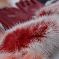 G013 Rabbit fur leather gloves บริการเก็บเงินปลายทาง