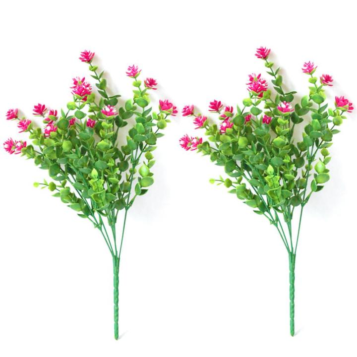กลางแจ้งดอกไม้ประดิษฐ์พุ่มไม้สีเขียว-faux-สำหรับแจกันระเบียงหน้าต่างลาน