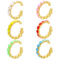 【YF】 ZHUKOU 2020 fashion 1 piece gold color women ear cuffs Enamel style Ear Clips No Pierced earrings Jewellery model:VE310