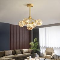 [COD] All copper restaurant chandelier full of stars creative bedroom room modern minimalist molecule