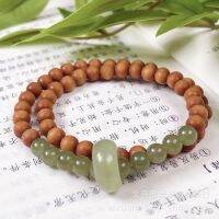 กำไลแหวนคู่ Laoshan Tan Hetian Jade สร้อยข้อมือออกแบบสร้างสรรค์วัฒนธรรมย้อนยุควัดวรรคเดียวกันในสต็อก ~