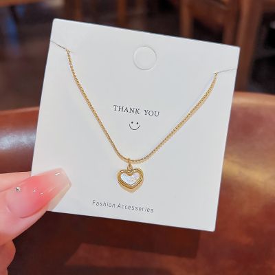 [COD] South Koreas real gold electroplating love necklace light luxury niche collarbone chain 2023 new fashion fairy