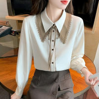 Long Sleeve Shirt Women Plus Size Loose Plain Blouse Office Korean Tops New Style 2022