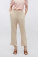 EP กางเกงทรงขาตรงจับจีบ ผู้หญิง สีเบจ | Straight Leg Trousers with Pleated Detail | 4597