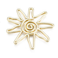 5pc  Rack Plating Alloy Pendants Cadmium Free &amp; Lead Free Sun Light Gold 30x33x1.5mm Hole: 1.5mm