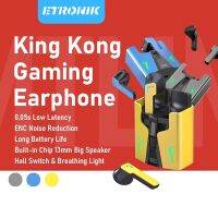 ETRONIK หูฟังสำหรับเล่นเกม King Kong 0.05s ENC บลูทูธไร้สาย V5.0 หูฟังแบบสปอร์ต อายุการใช้งานแบตเตอรี่ที่ยาวนานเป็นพิเศษ ระบบตัดเสียงรบกวนแบบสเตอริโอกันน้ำพร้อมไมโครโฟน ไฟ LED เอฟเฟกต์หูฟังเบส หูฟังสำหรับเล่นเกม