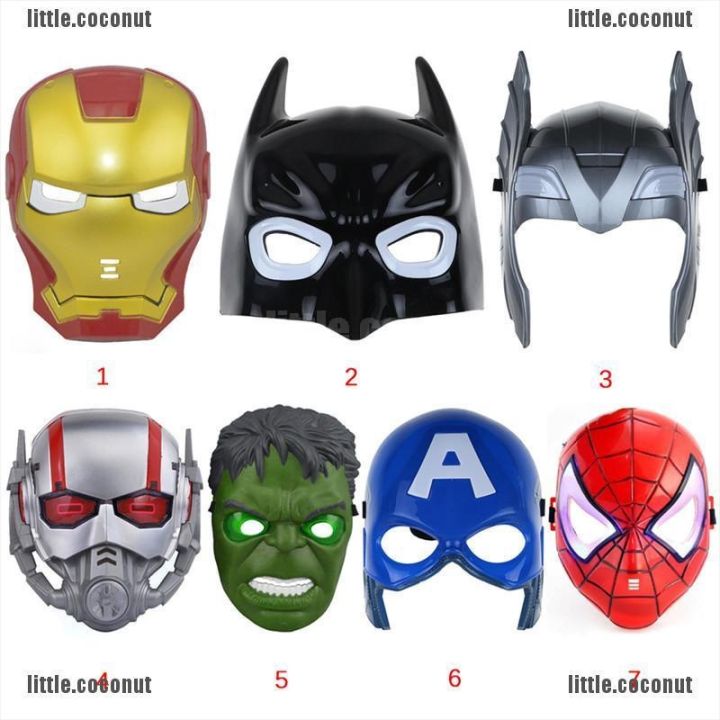 coco-หน้ากากซูเปอร์ฮีโร่-พร้อมไฟ-led-ลาย-avengers-batman-spiderman-hulk-charm-spiderman-สําหรับตกแต่งบ้าน