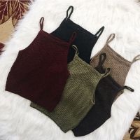 2020 Winter New Sweaters Women Camisole Cotton Tank Top Sleeveless Spaghetti Straps Female Solid Vest Crop Tops Femininas