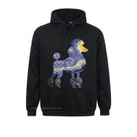 Sudadera con capucha de manga larga para hombre, ropa con silueta de caniche de fiesta, noche estrellada, pintura de Van Gogh, sudaderas con capucha dominantes