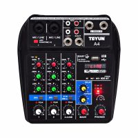 A4 Multi-purpose Audio Mixer with Bluetooth Record 4 Channels Input Mic Line Insert Stereo USB Playback Sound Card