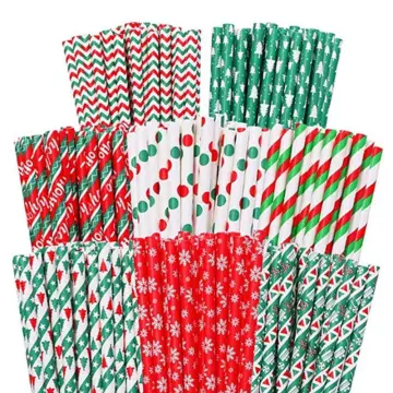 25pcs Christmas Themed Disposable Straws, Straws For Christmas