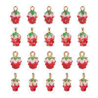 Alloy Enamel Charms Strawberry Golden 12.5~13x7~8x6mm Hole: 1.5mm 50pcs/box