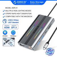 Orico อะแดปเตอร์ฮับ USB C RGB 12in1 พร้อม HDMI DP100W 5Gbps USB-A3.1 2.0 RJ45 SD TF Audio USB 3.0 3.1 สําหรับแล็ปท็อป MacBook Type C (XDR)