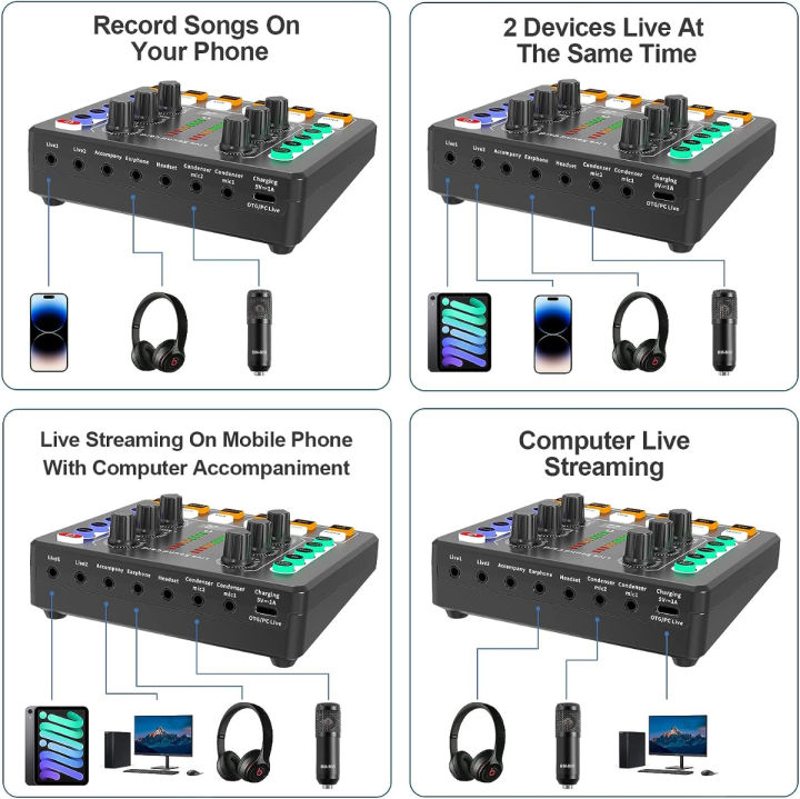 xisono-audio-mixer-audio-interface-with-dj-mixer-live-sound-card-effects-and-voice-changer-podcast-equipment-bundle-stereo-dj-studio-streaming-prefect-for-live-streaming-podcasting-gaming-m8-live-soun