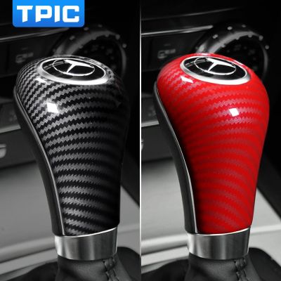 TPIC คาร์บอนไฟเบอร์ ABS สำหรับ Mercedes Benz W204 W212 W169 CLS A C E G Class เกียร์ Shift ครอบหัวเกียร์อุปกรณ์ตกแต่งภายในรถยนต์