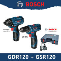 Bosch combo no hammer set  (GDR120 สว่านไขควง + GSR120 สว่านไร้สายไม่กระแทก) 12V