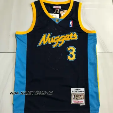 3 ALLEN IVERSON Denver Nuggets NBA Guard Blue Throwback Jersey