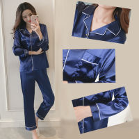 McJoden - Silk Satin Pajamas Set Uni Long Sleeve Women Sleepwear Nightwear Baju Tidur wanita perempuan Licin