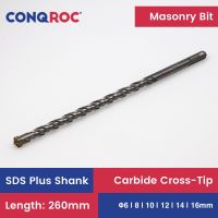 Masonry Drill Bit SDS Plus Shank Carbide-Cross-Tip Length-260mm Diameter-6 16mm for Electric Hammer