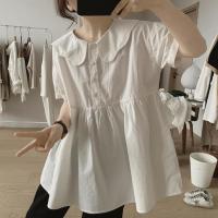 [Free ship] mm large size womens 300 catties baby face short-sleeved version summer loose and thin ruffled top 2