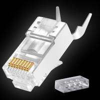 ขั้วต่อ Rj45ตัวเชื่อมสายเคเบิลเครือข่าย1/10ชิ้นปลั๊ก Rj45 Cat6a Cat7ขั้วต่อแบบจีบสำหรับเครือข่าย8p8c