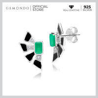 Gemondo ต่างหูเงินแท้ 925 Sterling Silver ประดับแคลซีโดนีสีเขียว (Green Chalcedony) และโทแพซไร้สี (Colorless Topaz)