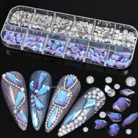 560PCS/Box 3D Multi shaped Mix SS6 SS20 Round Light Purple Flatback Glitter Diamonds Jewel Nail Art Rhinestones Manicure Charms