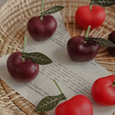 【CW】Ins Style 4Pcs Cherry Scented Candles Creative Decoration Photo Props Cherry Fruit Scented Candles Weding Party Decoration