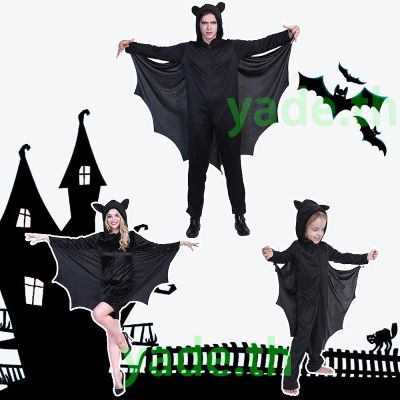 🌟ปาร์ตี้บ้า ชุดฮาโลวีน แจ๊กเก็ตค้างคาวสีดำ เครื่องแต่งกายเทศกาลการแสดงบนเวที Halloween Costume Cosplay