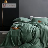 Liv-Esthete Noble Dark Green100% Silk Bedding Set Silk Healthy Duvet Cover Flat Sheet Pillowcace Queen King Adult Bed Linen Set