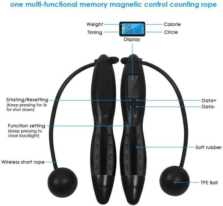 เชือกกระโดดเตือนความจำแบบปรับเสียงได้ครอสฟิตเชือกกระโดดเชือกกระโดดดิจิตอลความเร็วตัวนับเชือกกระโดดเชือกกระโดดฟิตเนสเชือกกระโดดแบบมืออาชีพ
