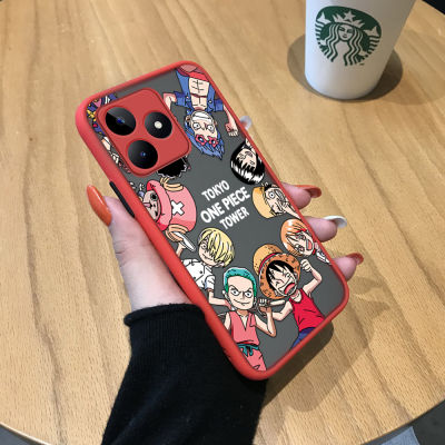 GGK N53การ์ตูน Realme Realme C53 Narzo,เคสมีน้ำค้างแข็งโปร่งใสเคสใส่โทรศัพท์แข็งคู่หูลูฟี่ดีไซน์ Zoro BROOK Sanji กล้องปกหลังแบบเต็มกันกระแทก