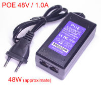 【Free shipping】 หัวฉีดไฟฟ้า POE สำหรับกล้องเครือข่ายปลั๊กไฟยุโรปอินพุต AC100-240V/เอาต์พุต DC48V ช่วงกลาง4/5(+) 7/8(-) 1.0A (Max)