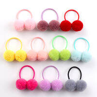 10Pcs 2 Fur Ball แหวนผมสาวน่ารักยางยืดผมวงอุปกรณ์เสริมผมเด็ก Headwear เครื่องประดับของขวัญ...