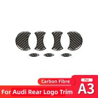 For Audi A3 8V 2014-2019 Carbon Fiber Car Rear Logo Decorative Cover Sticker Car Exterior Modification Trim Accessories