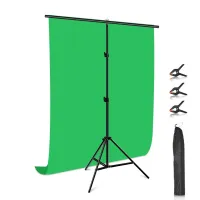 Puluz โครงฉาก ตัว T พร้อม ผ้าฉาก ขนาด 1x2 เมตร ฉากเขียว ฉากหลัง obs green screen อุปกรณ์สตูดิโอ ไฟสูดิโอ วัสดุเป็นโลหะแข็งทนทาน