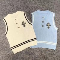 European Station Vest Womens Inner And Outerwear 2023 Autumn Design Celebrity Slim T-Shirt Knitted Sleeveless Top