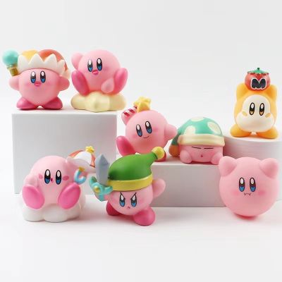 ZZOOI 8pcs/set Kirby Anime Games Figure Pink Kirby Waddle Dee Doo Cute Cartoon Collect Mini Toys Dolls Action Toy Figure Birthday Gift