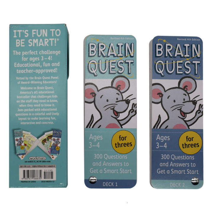 brain-quest-for-threes-english-original-300คำถามและคำตอบที่จะได้รับsmart-start-q-amp-a-card-3-4ปีเด็กพัฒนาสติปัญญาหนังสือเรียนตรัสรู้