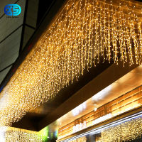 5M Christmas Garland LED Curtain Icicle String Lights Droop 0.4-0.6m AC 220V Garden Mall Street Outdoor Decorative Holiday Light