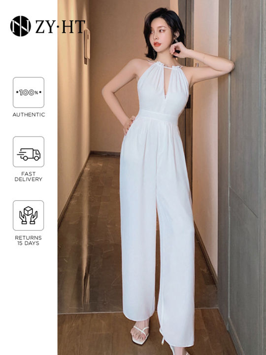 ASOS DESIGN Tall chiffon top belted flared leg jumpsuit in white | ASOS