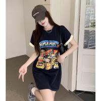 ❈ ชุดเดรสเสื้อยืด คอกลม แขนสั้น พิมพ์ลาย ออกแบบดี สนุก สําหรับผู้หญิง