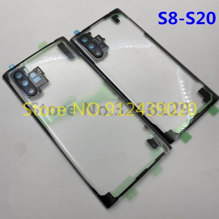 for-samsung-galaxy-s20-s10-s9-s8-plus-note10-back-battery-cover-rear-door-housing-gorilla-tempered-transparent-glass-panel-part