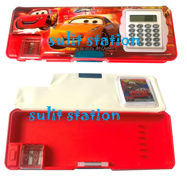 PIXAR CARS LIGHTNING McQUEEN CAR SCHOOL KIDS DOUBLE SIDED OPENING